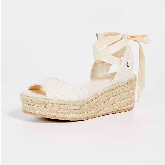 NWB Soludos Linen Open Toe Platform Wedge Espadrilles.  Size 11 - Picture 1 of 8